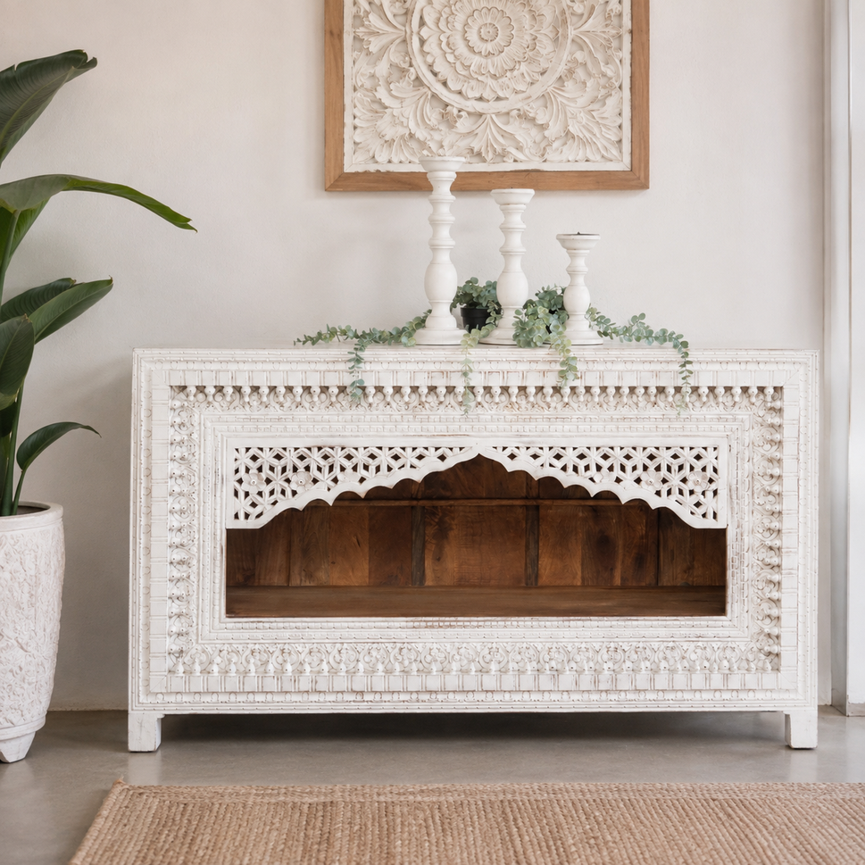 Beena Hand Carved Wooden Console Table