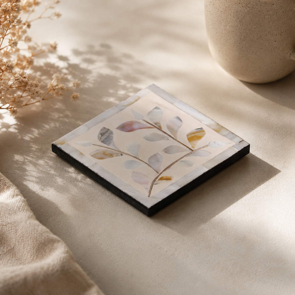 Meghna Mother of Pearl Inlay Coaster