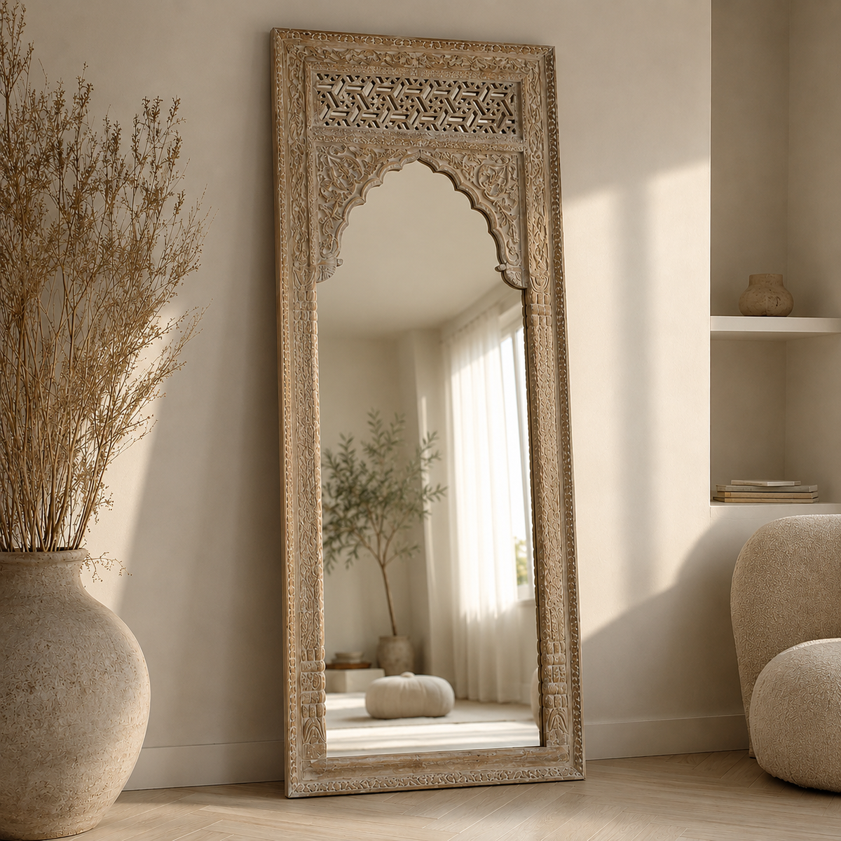 Gary Hand Carved Wooden Mirror