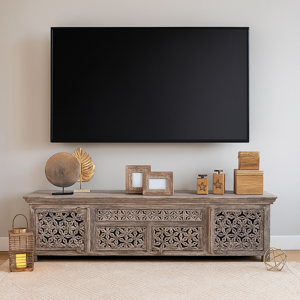 Lemis Hand Carved Wooden TV Cabinet