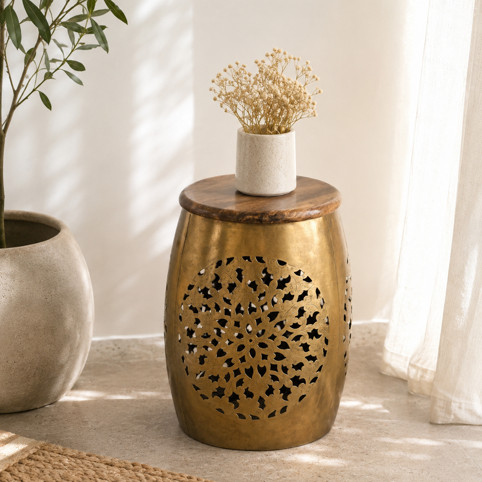 Zep Brass Finish Side Table
