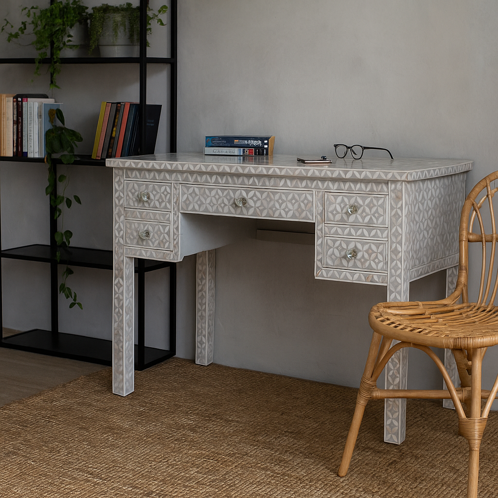 Naina Mother of Pearl Inlay Study Table