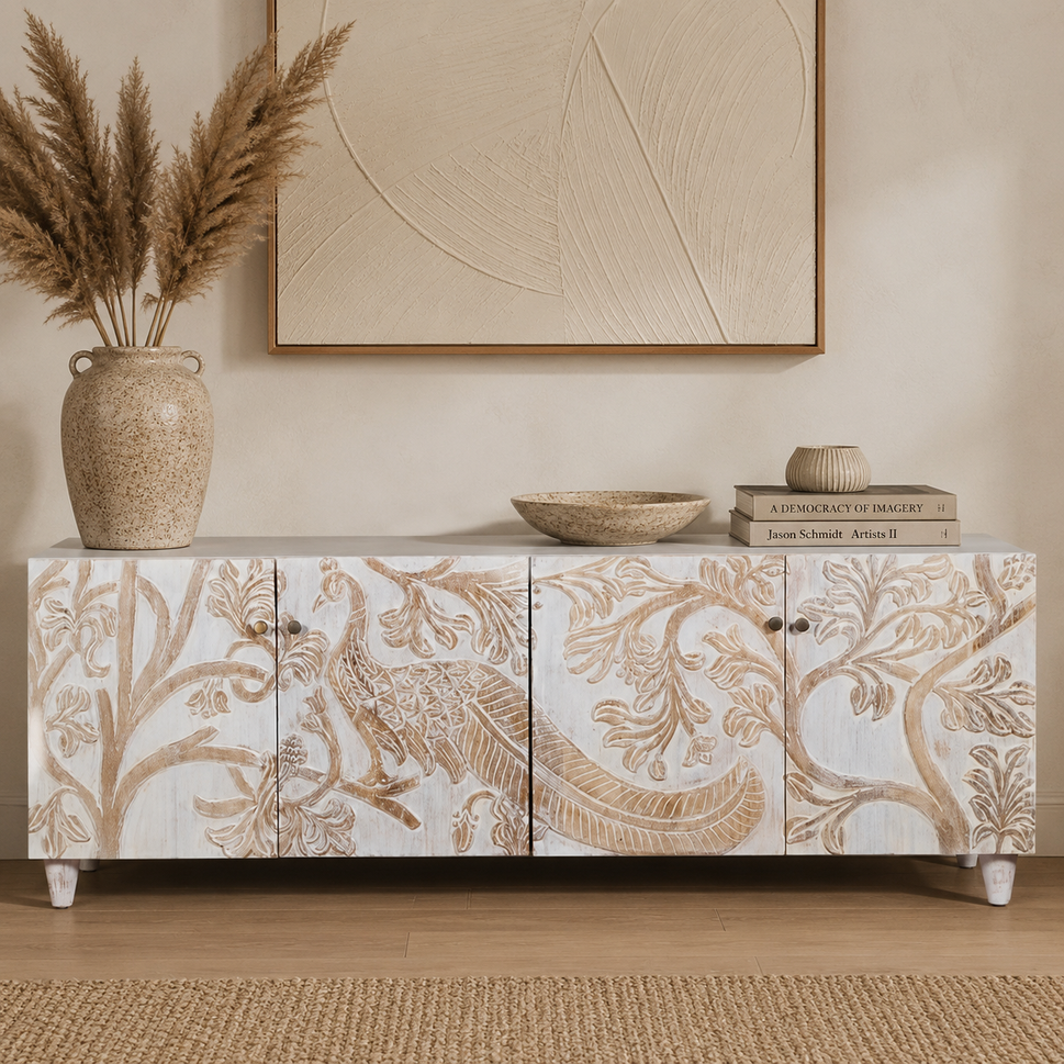 Yuvi Hand Carved Wooden TV Console
