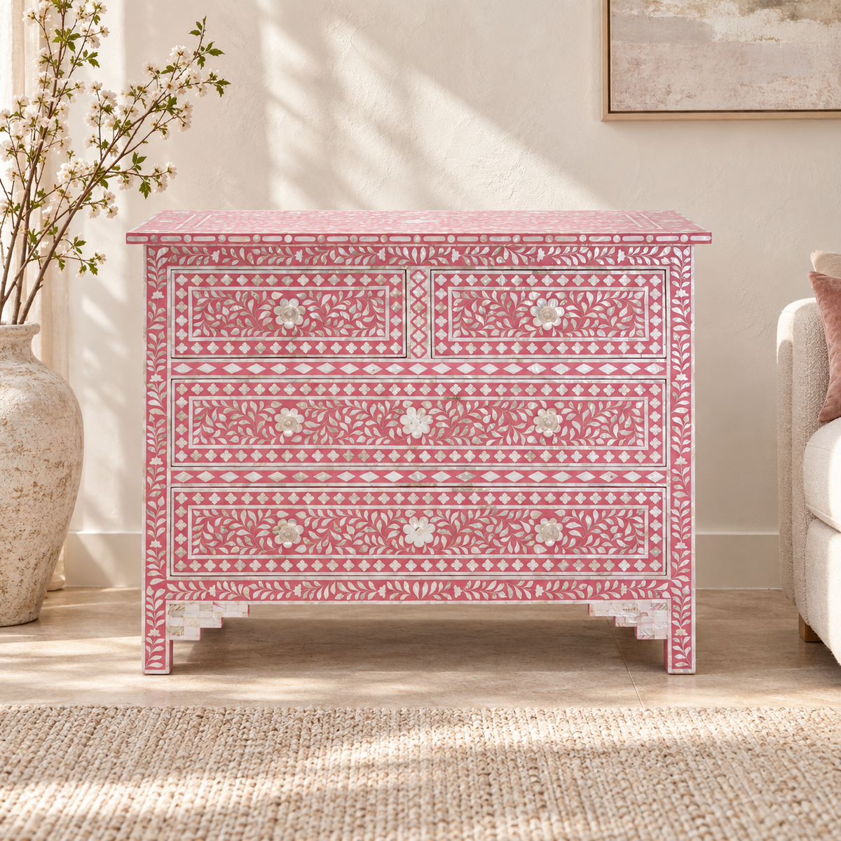 Anonna Mother of Pearl Inlay Chest of Drawer