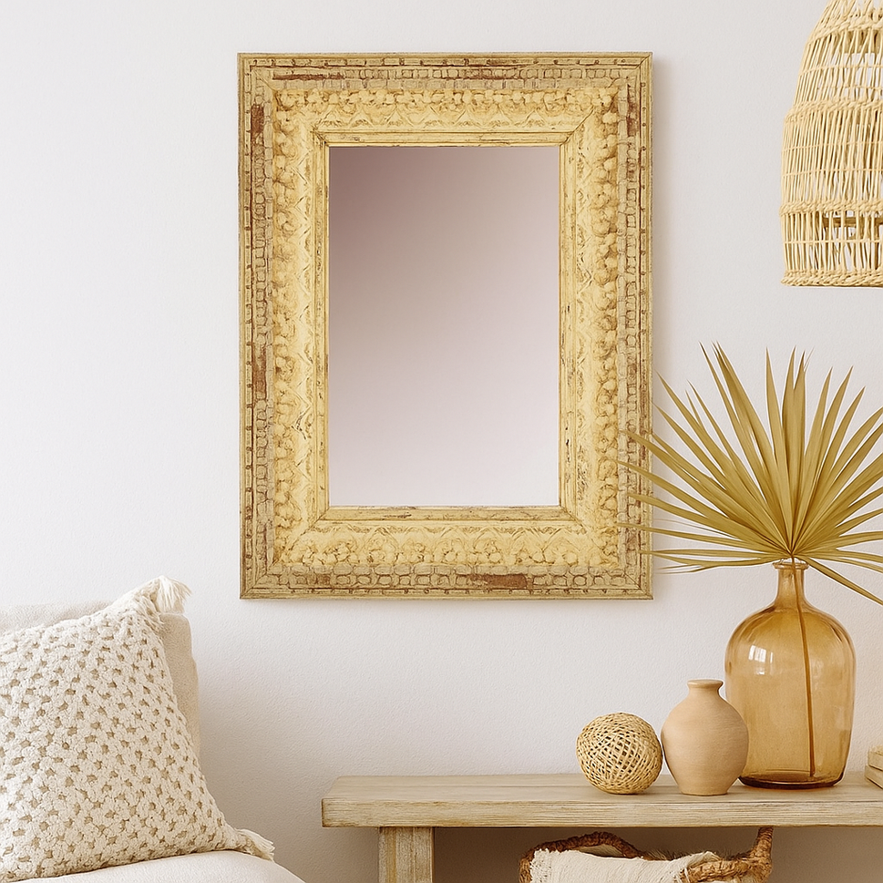 Lee Hand Carved Wooden Mirror