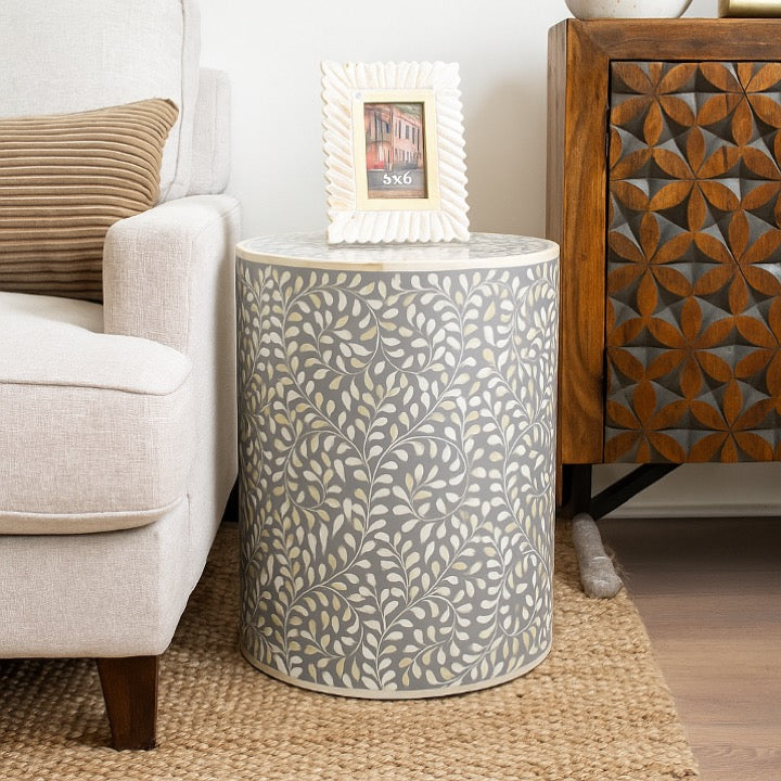 Amor Bone Inlay Round Stool