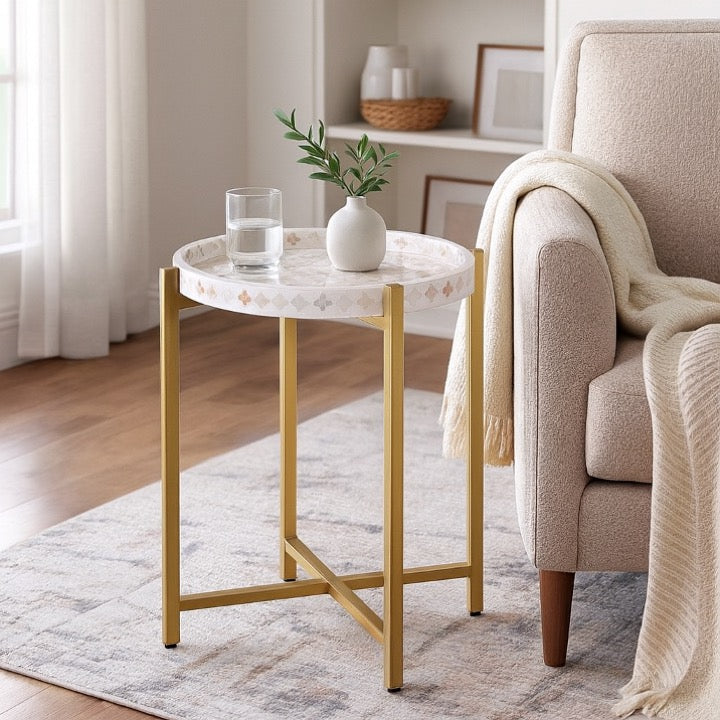 Juan Mother of Pearl Inlay Side Table