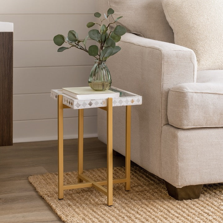 Shelly Mother of Pearl Inlay Side Table