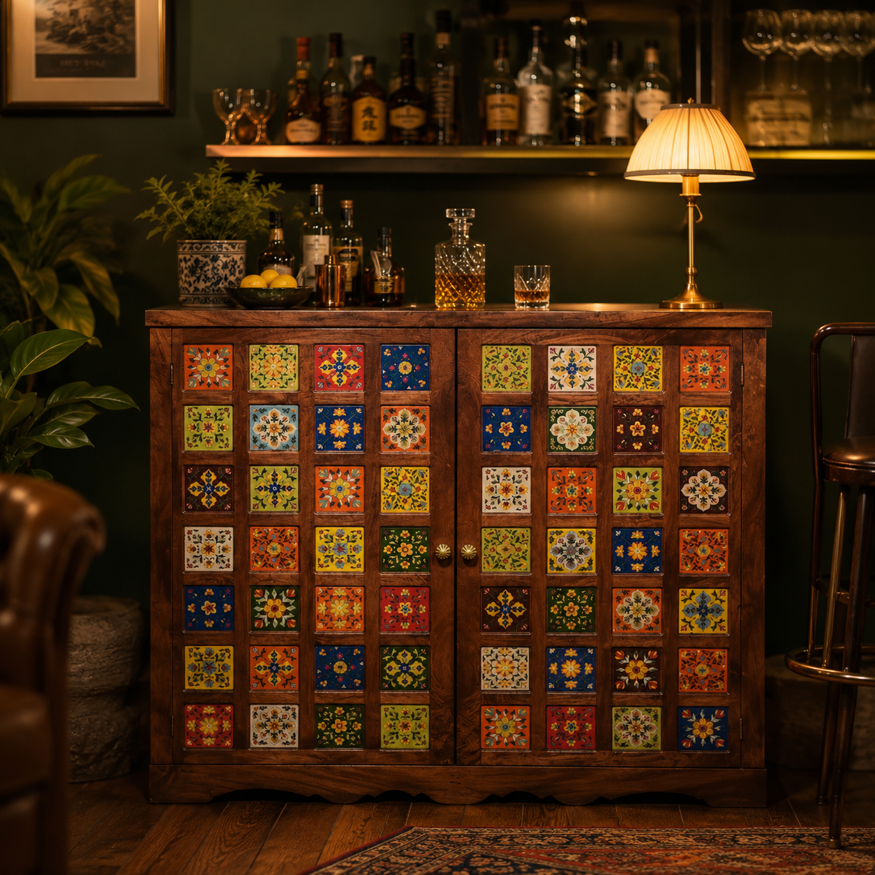 Wheaton Tile Bar Cabinet