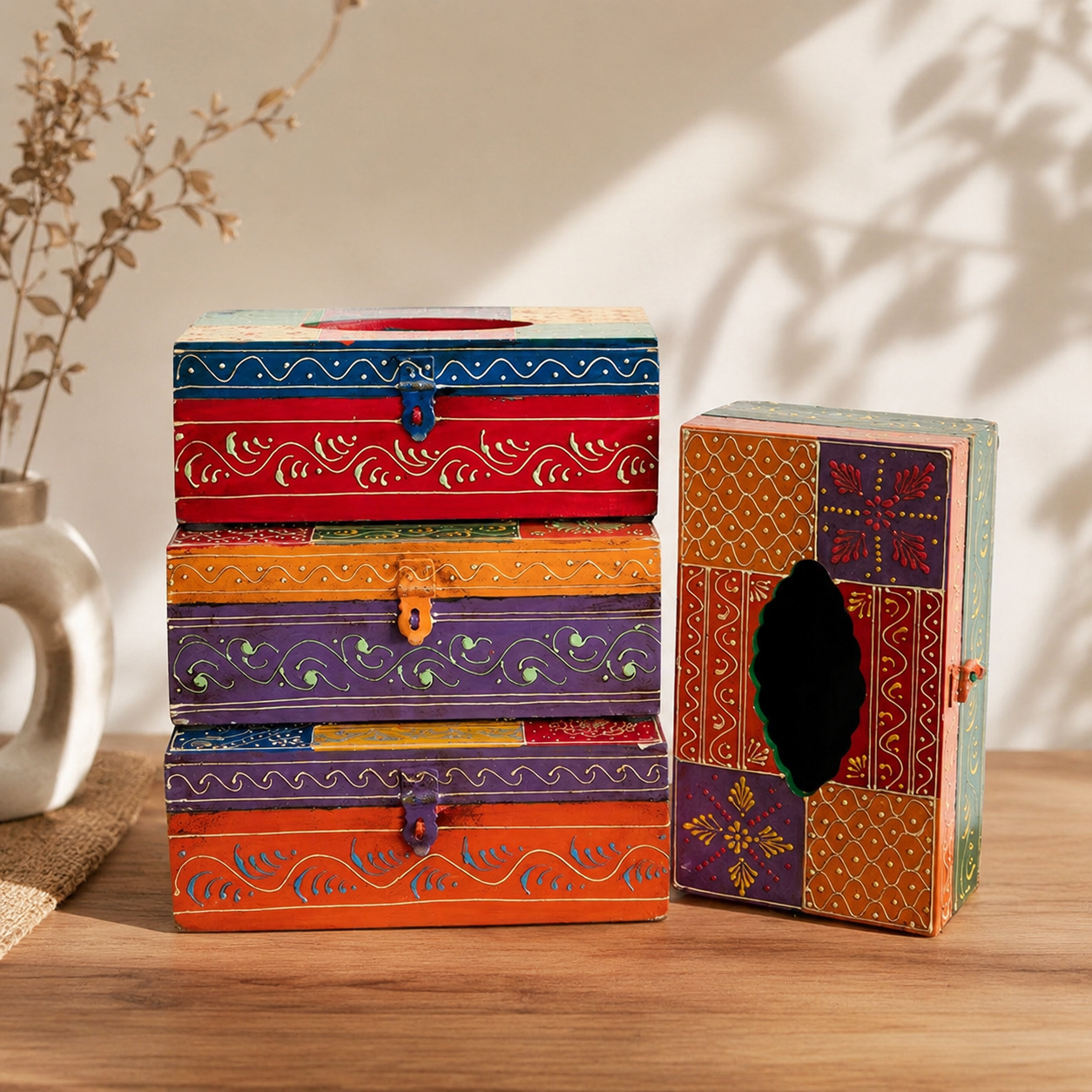 Rivaan Hand Painted Tissue Box