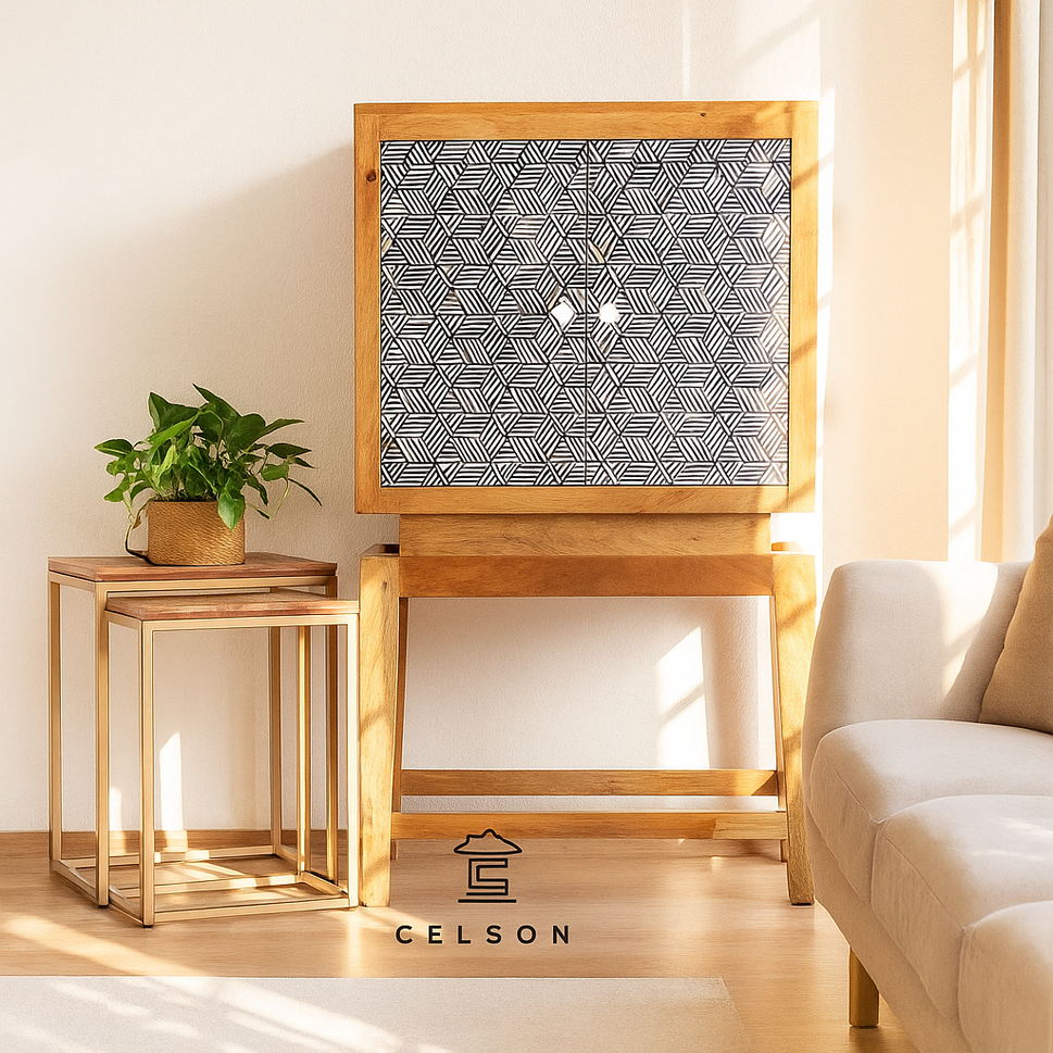Toby Bone Inlay Bar Cabinet