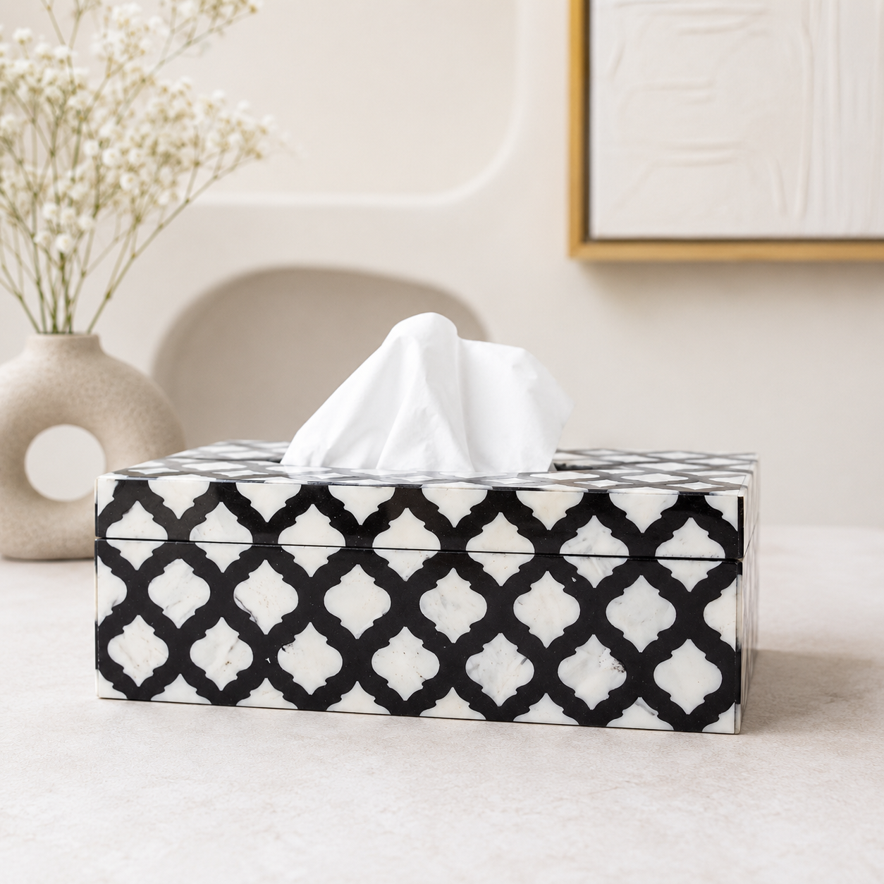 Obie Bone & MOP Inlay Tissue Box