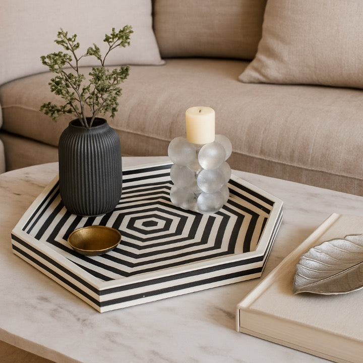 Shanaya Hexagonal Bone Inlay Tray