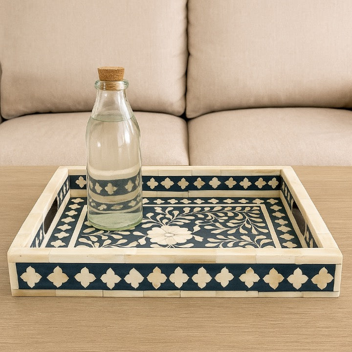 Ben Bone Inlay Tray with Floral Pattern