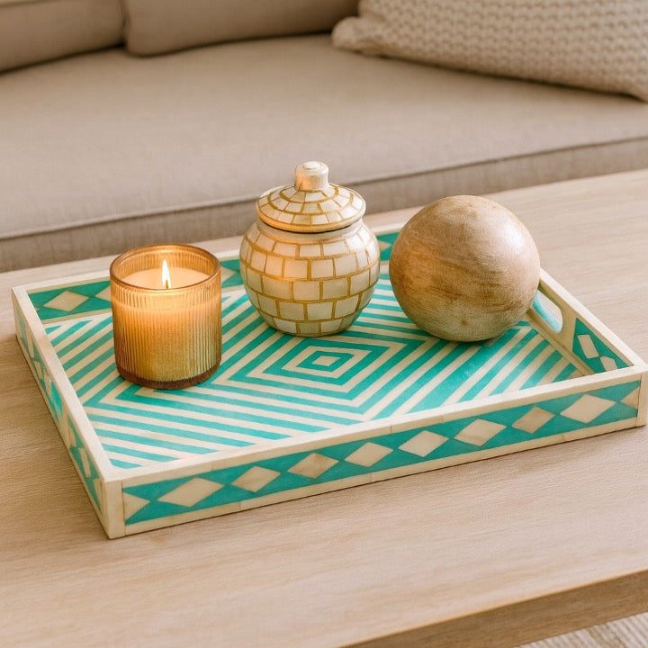 Yulia Bone Inlay Chevron Pattern Tray