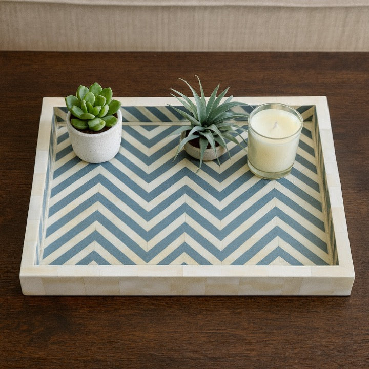 Pheobe Bone Chevron Pattern Tray