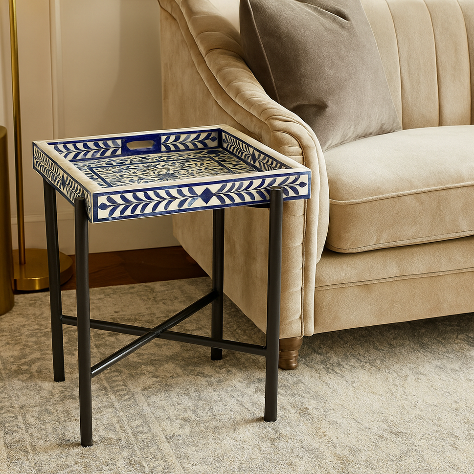 Baginski Bone Inlay Floral Pattern Tray