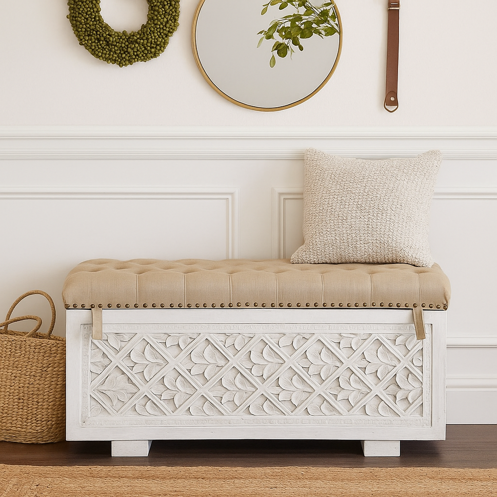 Rio Wooded Carved Storage Trunk