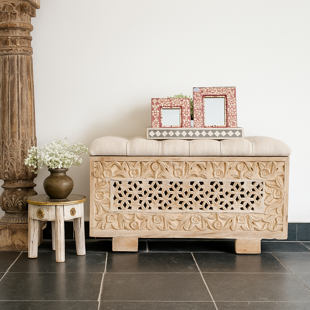 Elvis Wooden Carved Storage Trunk