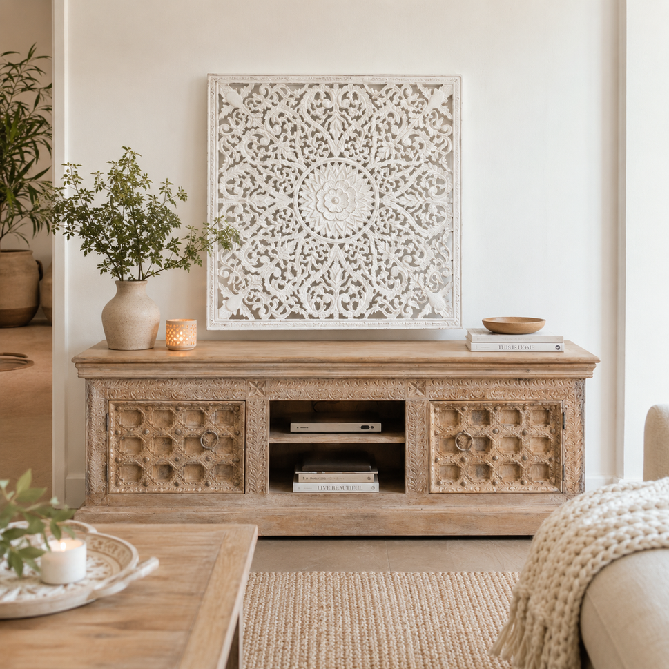 Pawan Hand Carved Wooden TV Cabinet