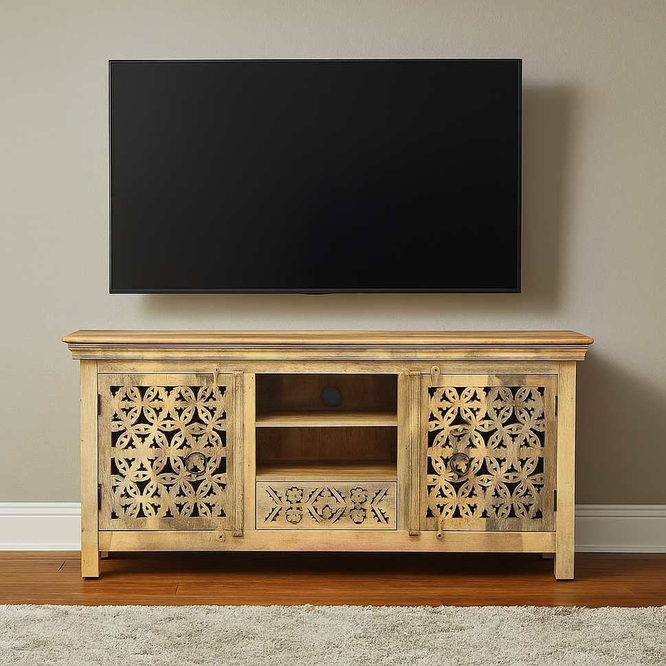 Rory Wooden Hand Carved TV Cabinet