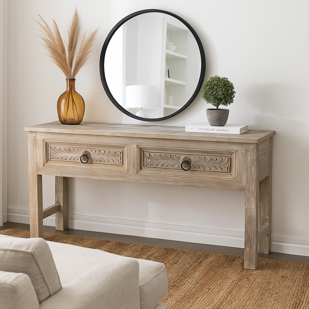 Shray Wooden Hand Carved Console Table