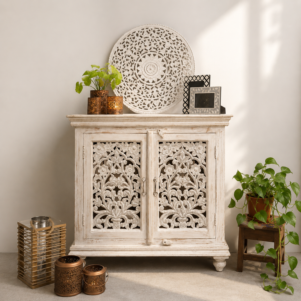 Logan Carved Wooden Cabinet