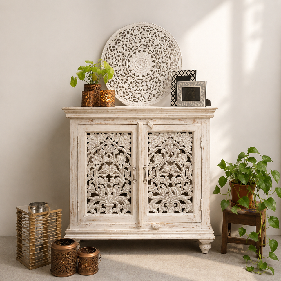 Logan Carved Wooden Cabinet