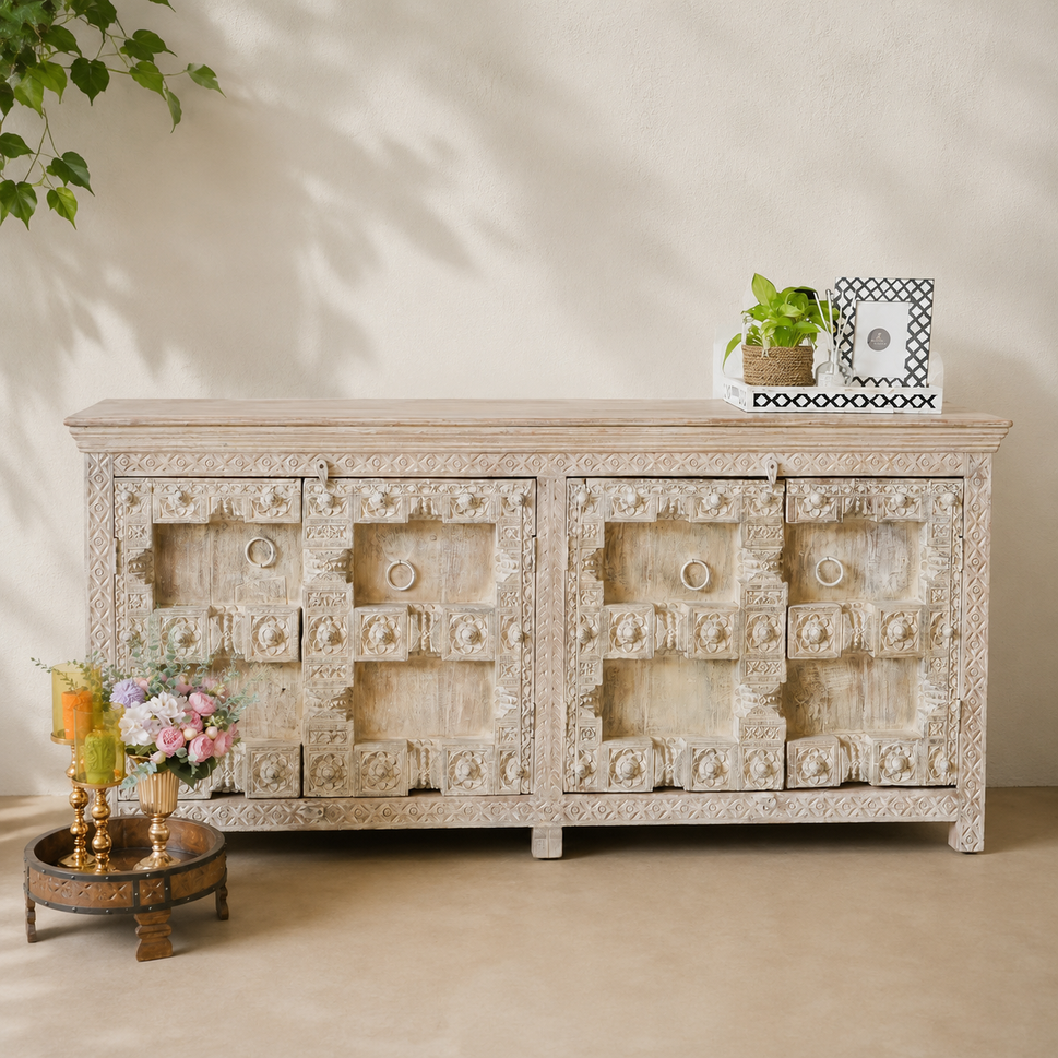 Daniel Hand Carved Wooden Sideboard