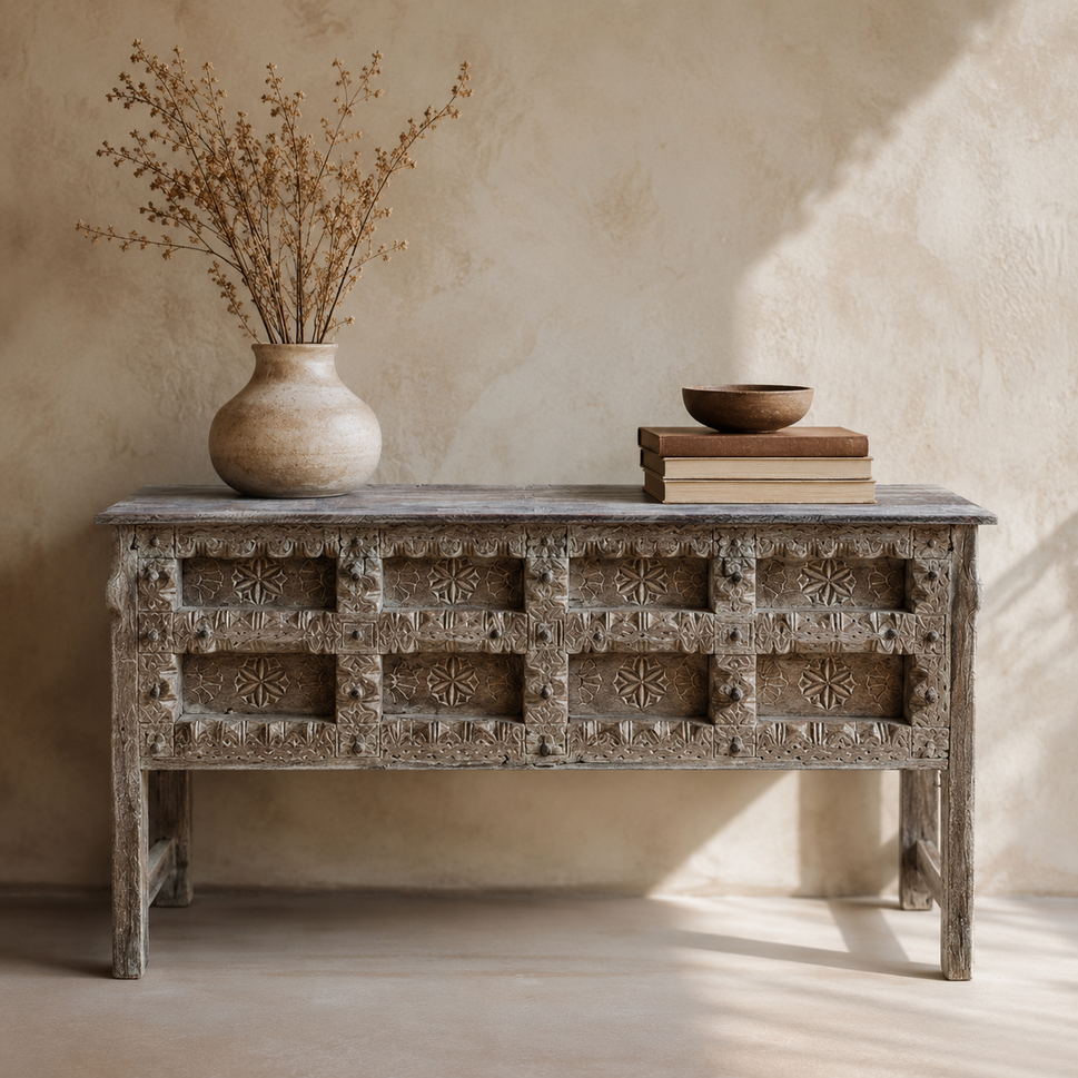 Raja Wooden Hand Carved Console Table