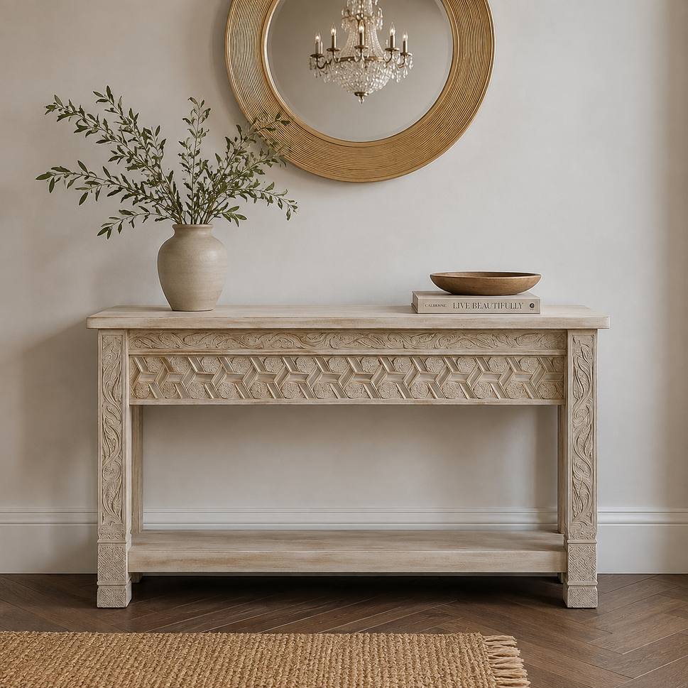 Laki Wooden Hand  Carved Console Table