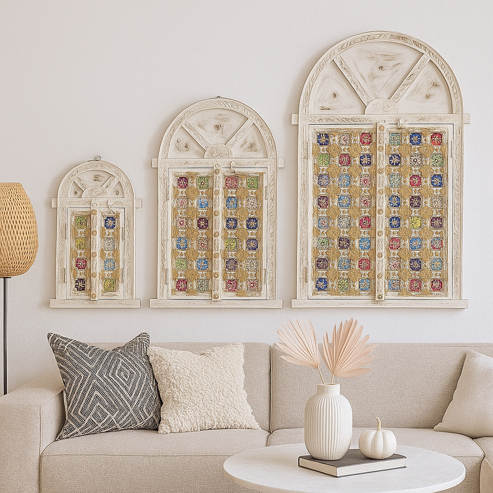 Shiva Hand Carved Wooden Window