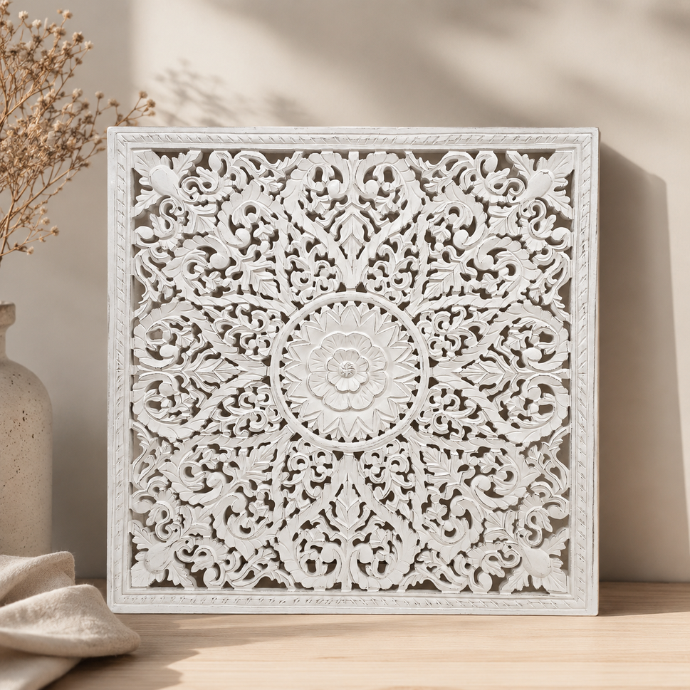 Fink Carved Wall Panel White