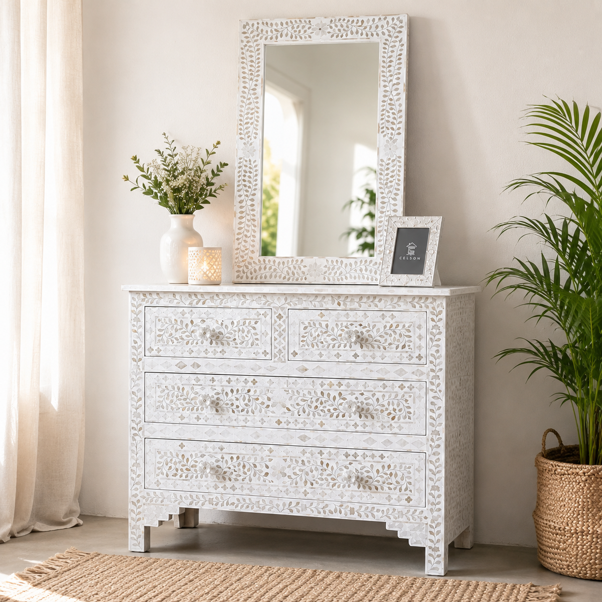 Colin Mother of Pearl Inlay Chest of Drawer