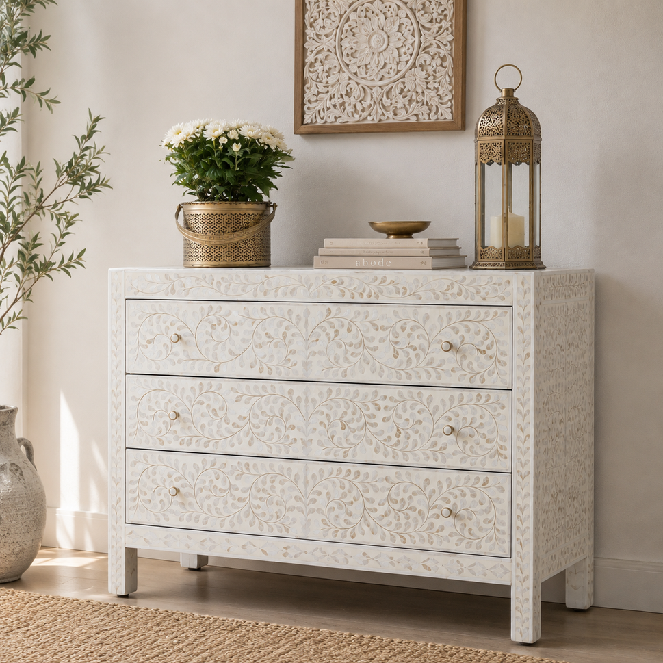 Beenu Mother of Pearl Inlay Chest of Drawer