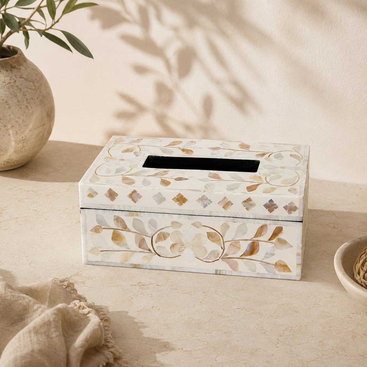 Melissa Mother of Pearl Inlay Tissue Box