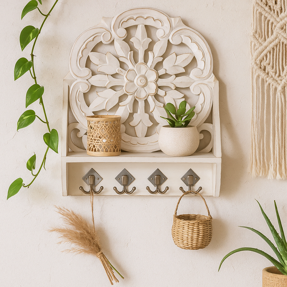 Liam Hand Carved Wall Shelf