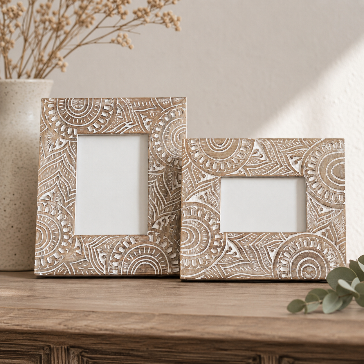 Wheel Hand Carved Wooden Photo Frame
