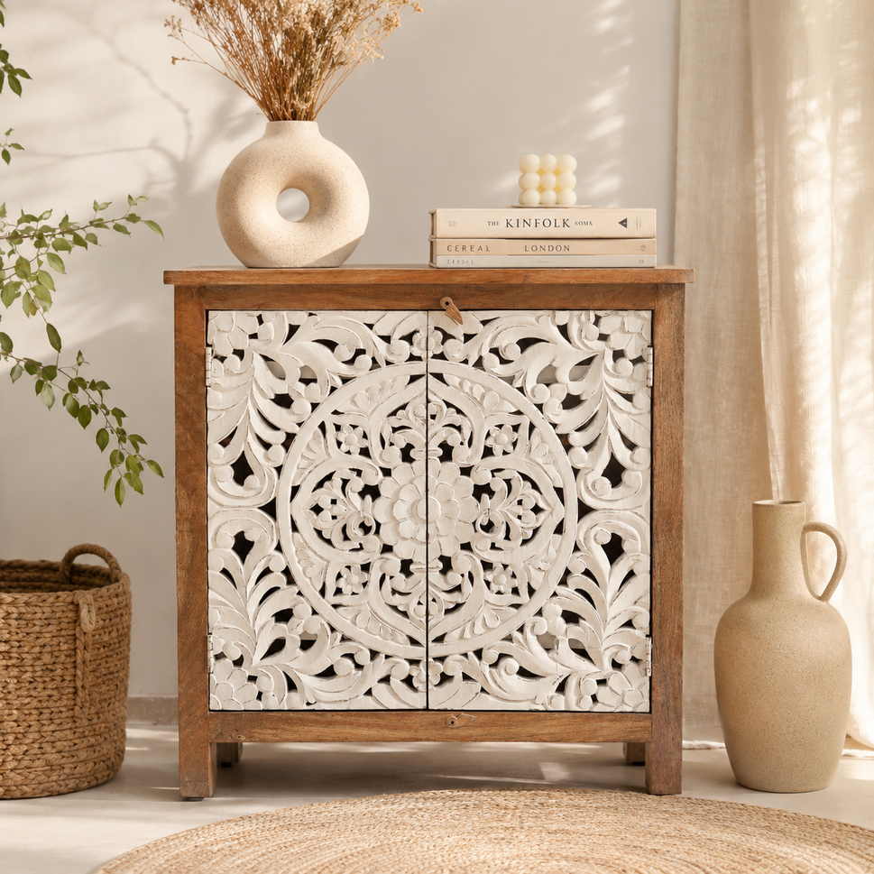 Nell Hand Carved Cabinet