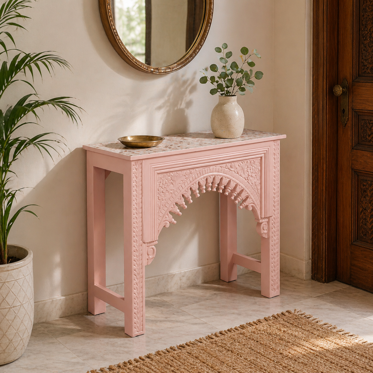 Dia Hand Carved Console Table