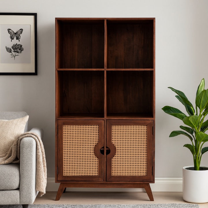 Anilo Hand Carved Wooden Bookshelf