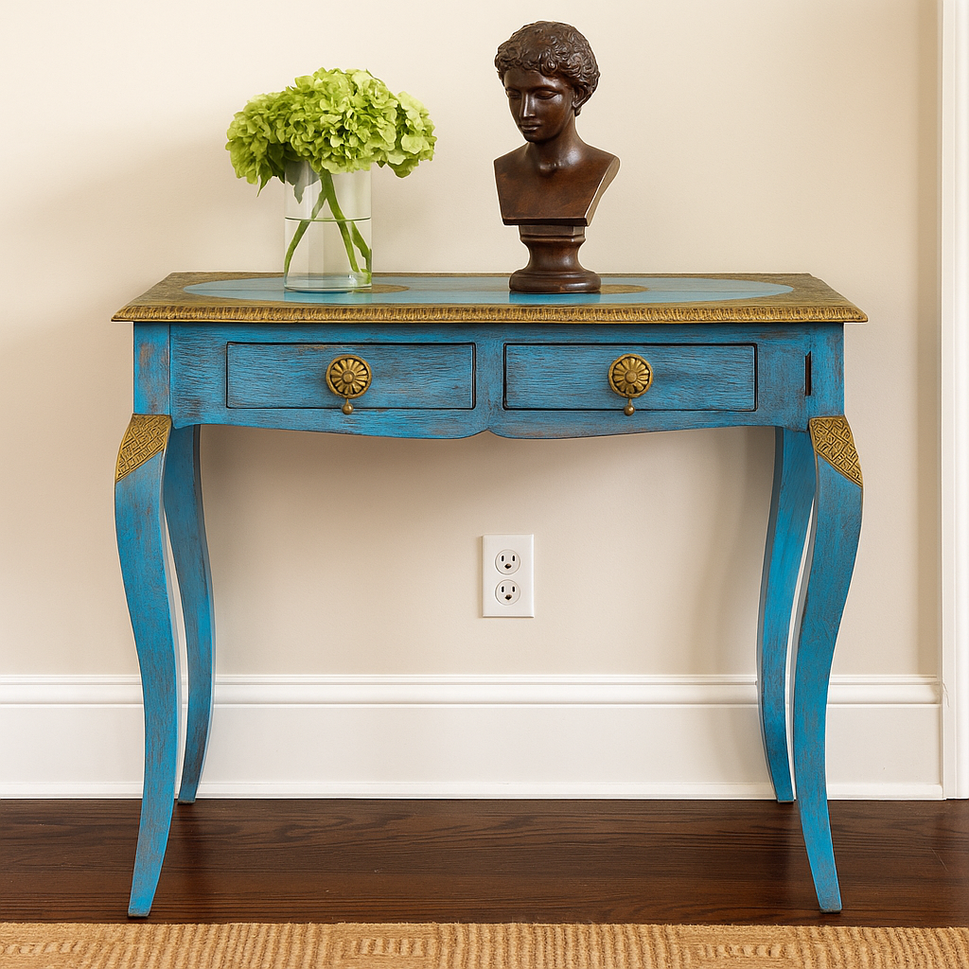 Nathan Wood Brass Inlaid Console Table
