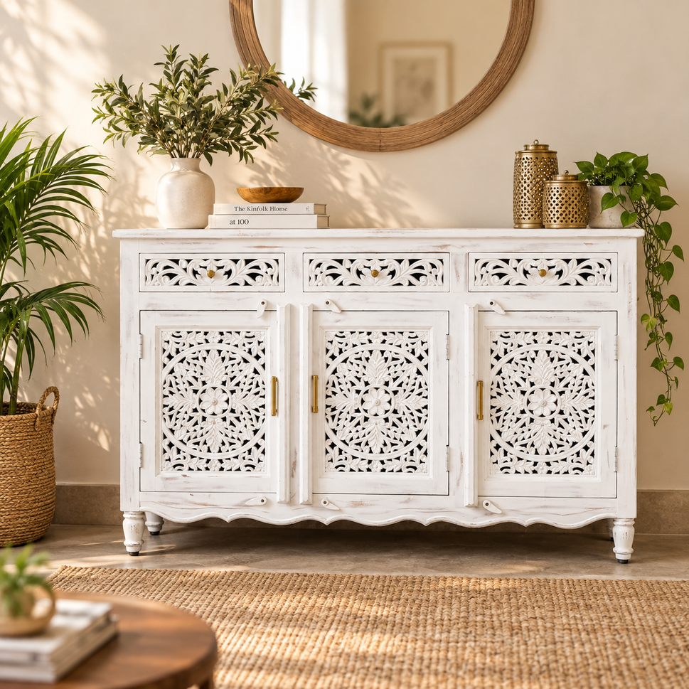 Miranda Hand Carved Wooden Sideboard
