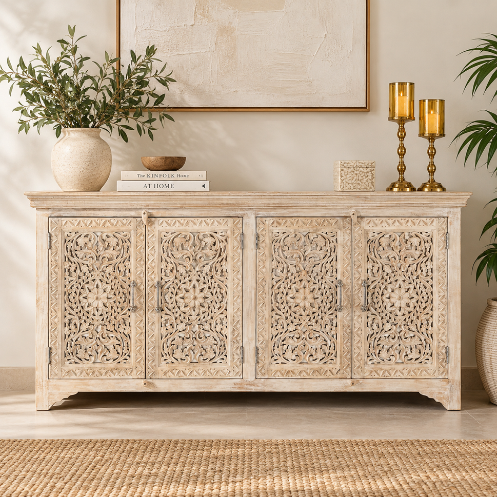 Nyarra Hand Carved Wooden Sideboard
