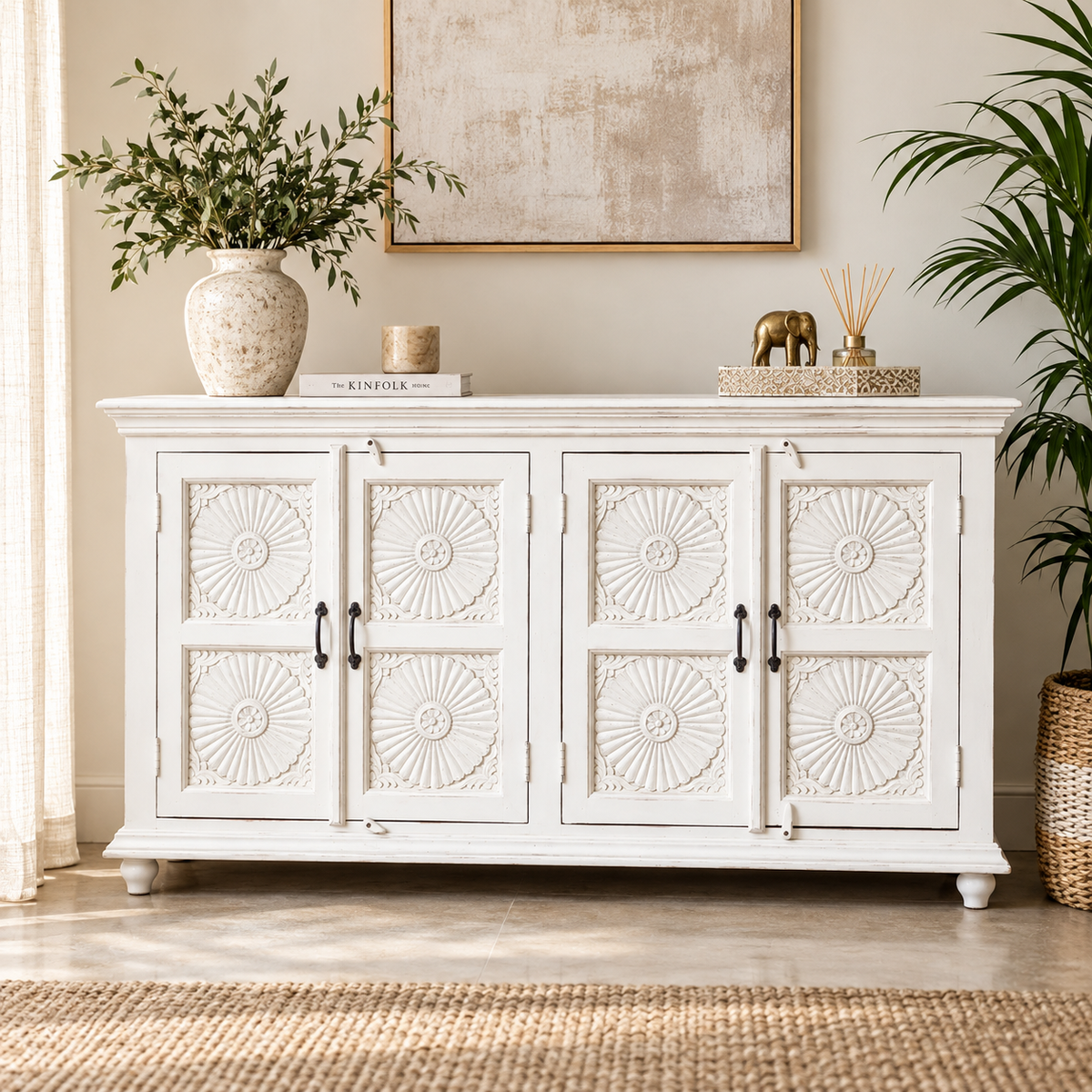 Arpita Hand Carved Wooden Sideboard