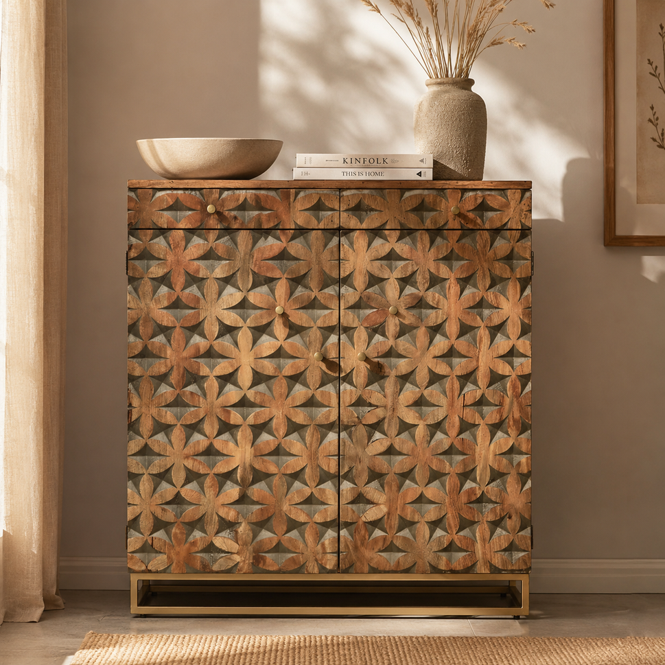 Evan Carved Wooden Chest