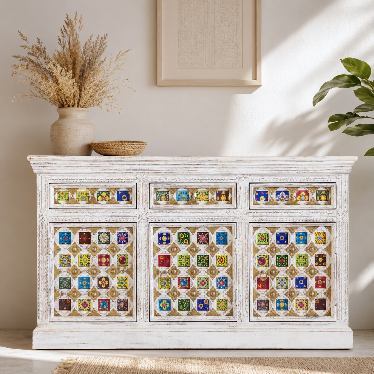 Savitha Hand Carved Wooden Sideboard