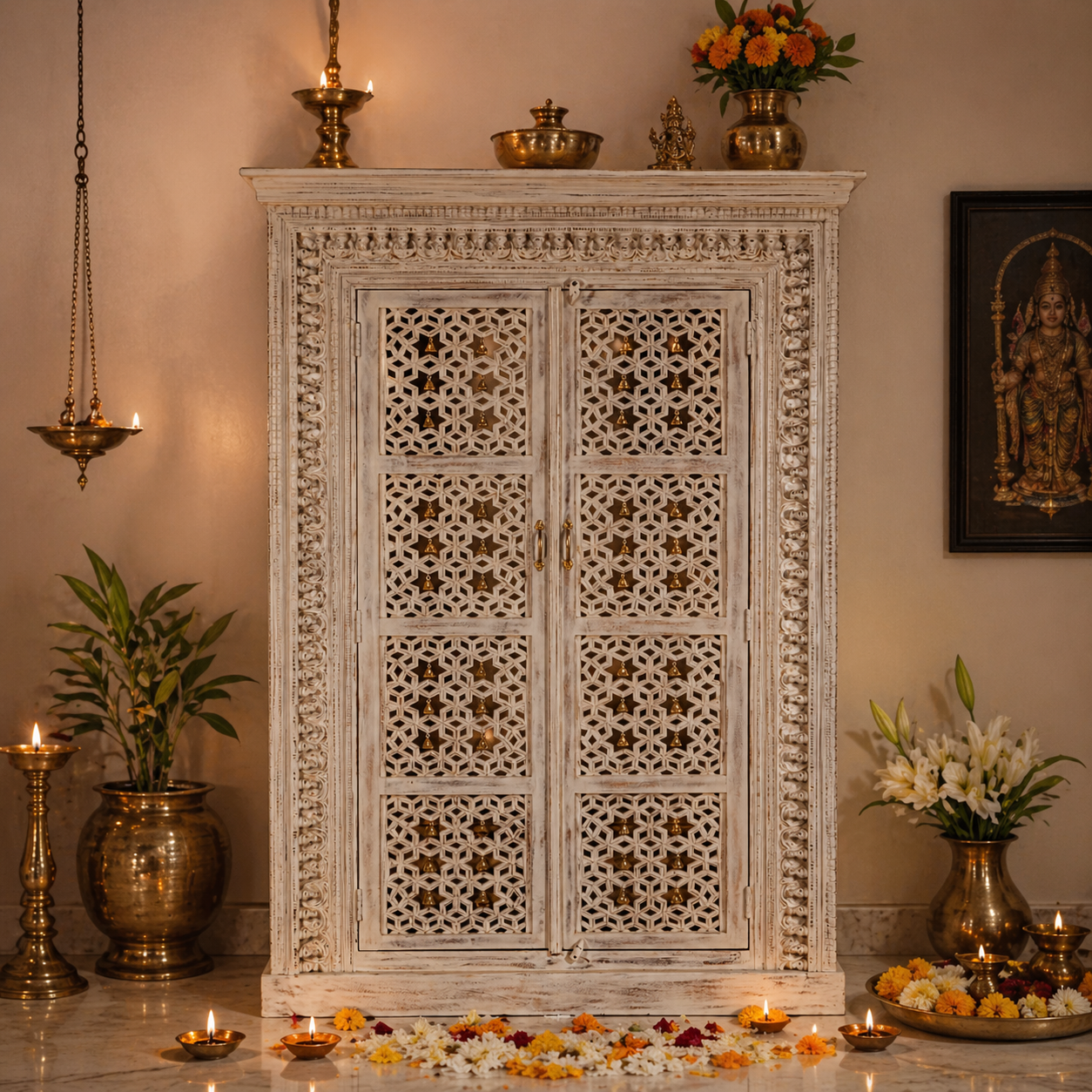 Pushpa Hand Carved Wooden Mandir