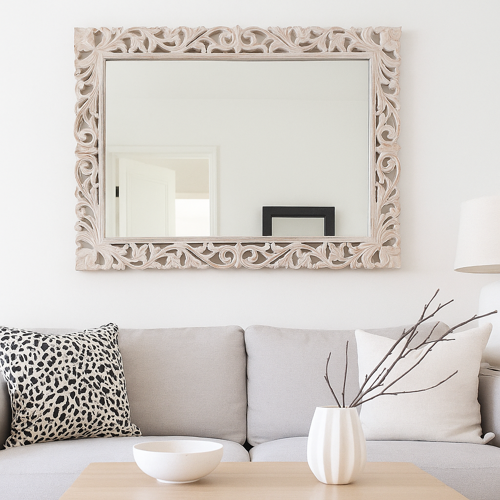 Blaire Hand Carved Wooden Mirror
