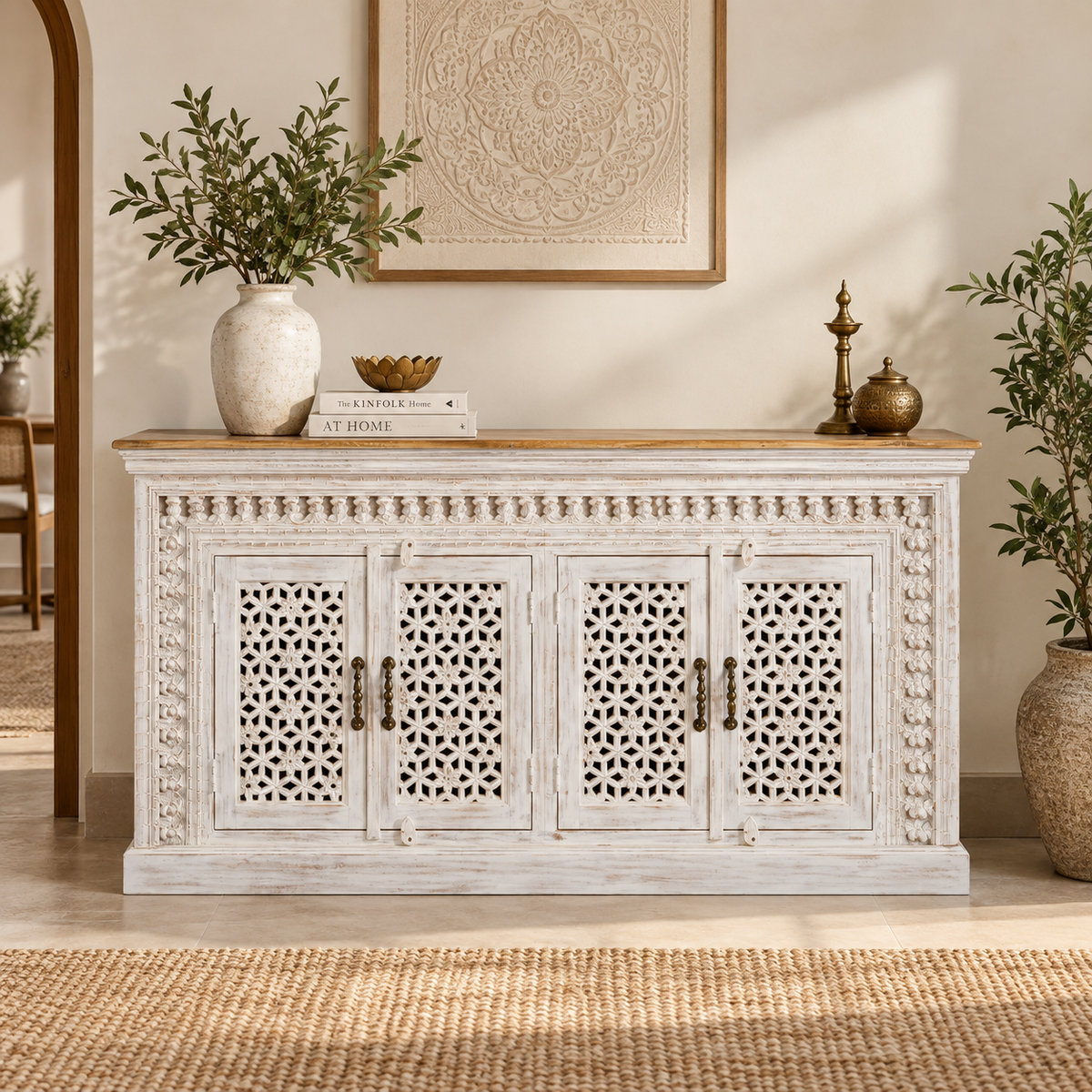Shelly Hand Carved Sideboard